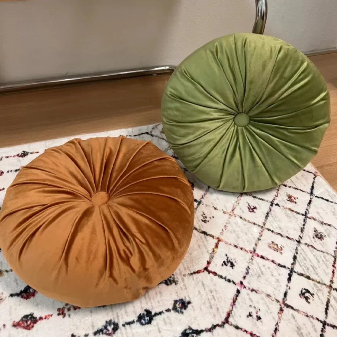 

Nordic Pumpkin Pillow Round Pillow Sitting Pillow Waist Pillow Living Room Sofa Bed and Breakfast Fold Wheel Futon Cushion