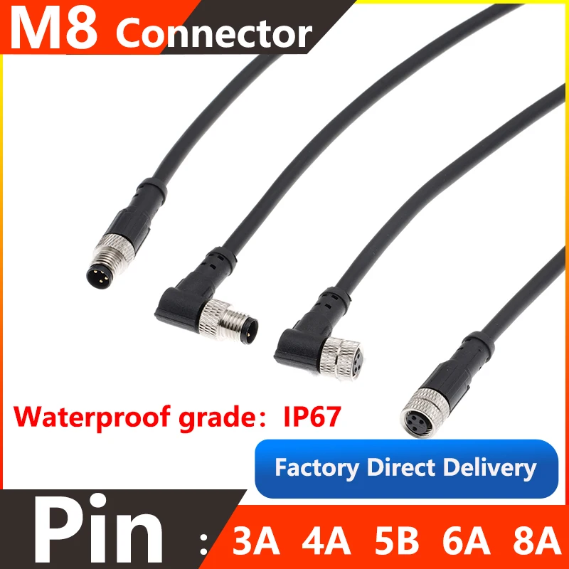 

M8 aviation plug injection molded IP67 waterproof connector unshielded cable