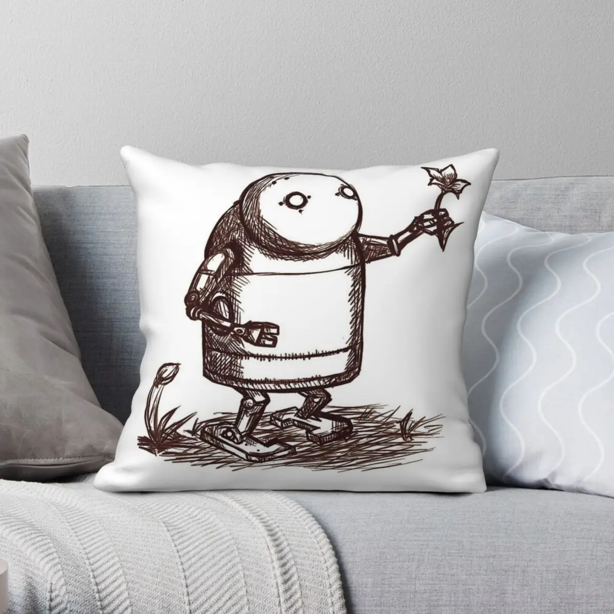 

Nier Automata Robot Square Pillowcase Polyester Linen Velvet Printed Zip Decor Throw Pillow Case Room Cushion Cover 18"