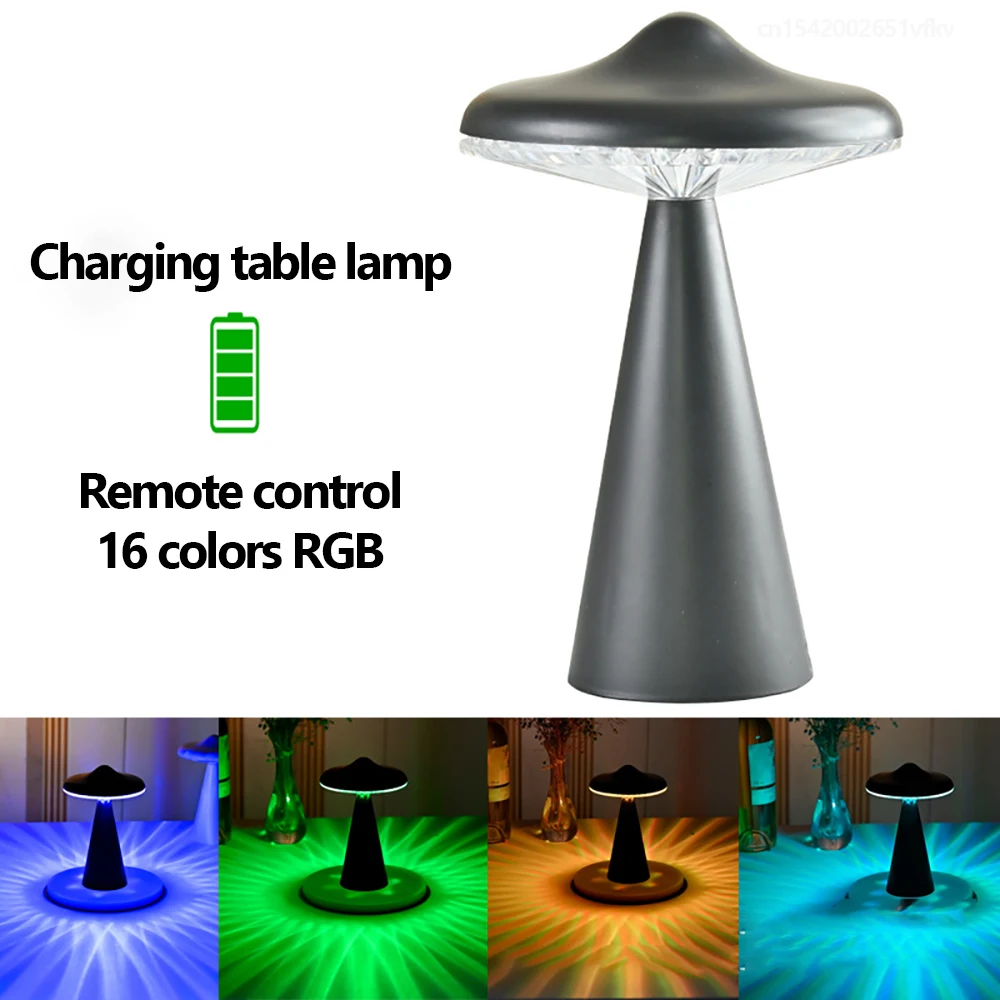 Imagem -03 - Rgb Ufo Atmosfera Luz Noturna Carregamento Usb Decoração Presente Cabeceira Quarto Bar Criativo Toque Pequena Lâmpada de Mesa