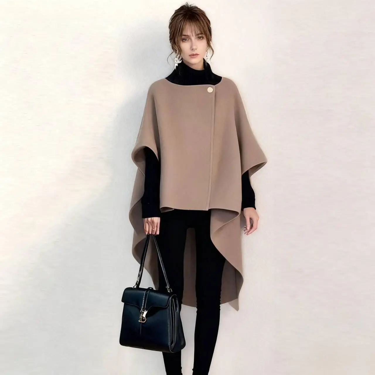 

Шерстяные пальто, женское шерстяное пальто, короткое женское зимнее двубортное пальто из синели с узором «елочка» в парижском стиле, формальный шик