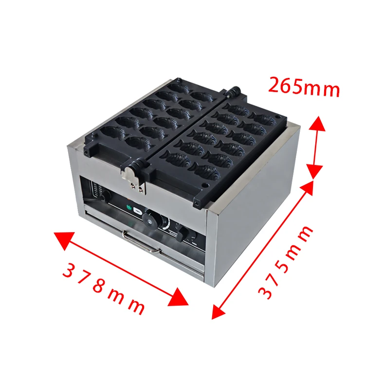 Máquina comercial elétrica de waffle em forma de peixe Taiyaki com revestimento antiaderente