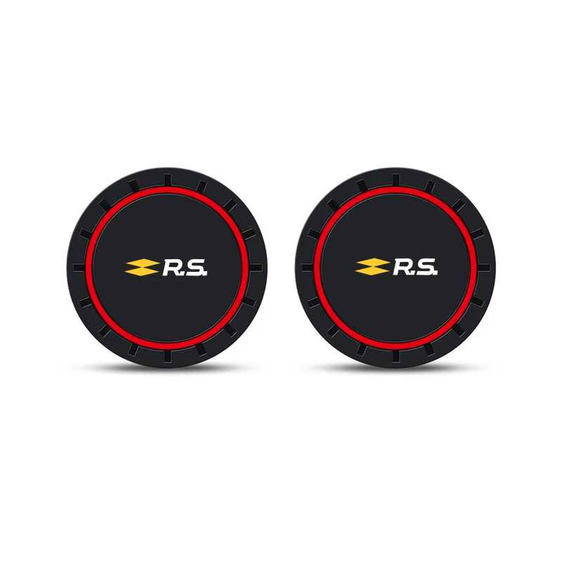 2PCS Car Coasters Water Cup Slots Non-Slip Mat Waterproof Cup Pad For Renault RS Line Fluence Megane Captur Kadjar Arkana Logan