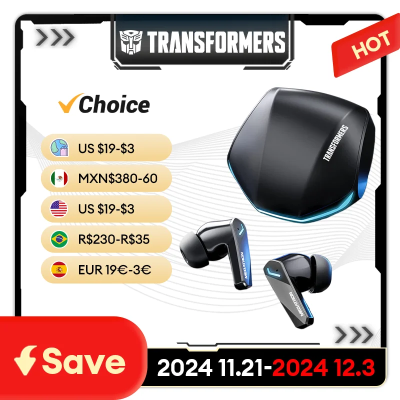 

TRANSFORMERS TF-T10 Pro Max × GM2 Pro TWS Bluetooth Earphones Noise Reduction Headphones Gaming Music Dual Mode Choice Earbuds