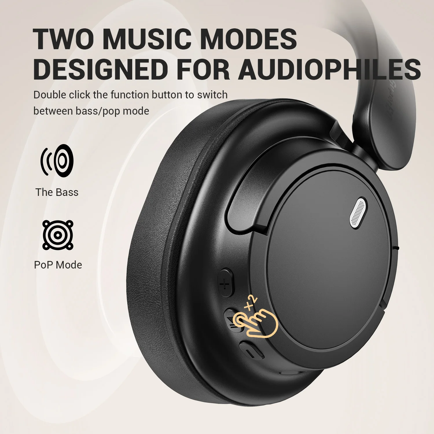 Oneodio SuperEQ V16 Cuffie wireless Bluetooth 5.3 Cuffie over-ear con microfono Modalità bass/pop Cuffie pieghevoli ad alta risoluzione 90H