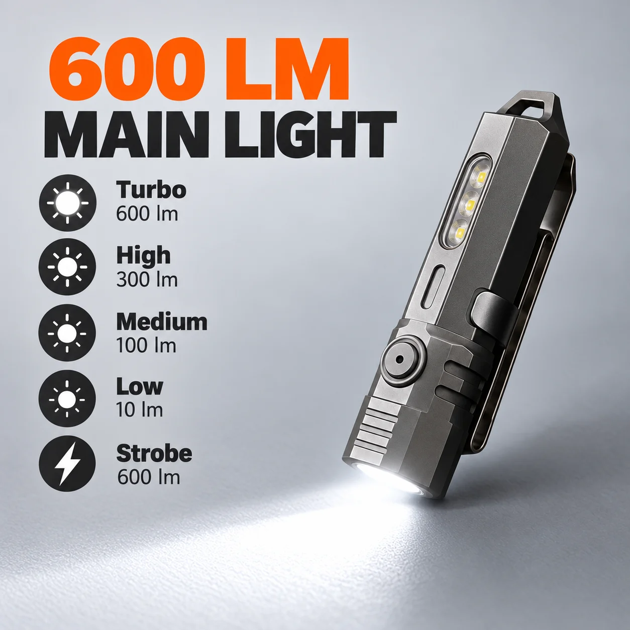 Titanium Alloy EDC Mini Rechargeable Magnetic Keychain Flashlight Portable Bright Pocket Torch for Camping Hiking Daily Use