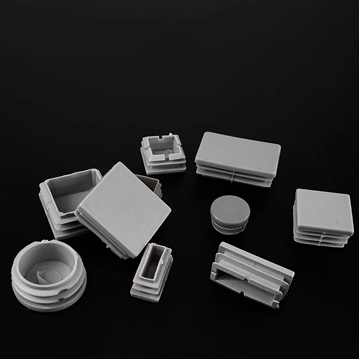 4pcs Rectangle /  Plastic Grey Blanking End Cap Chair Table Feet Cap Tube Pipe Insert Plug Decorative Dust Cover