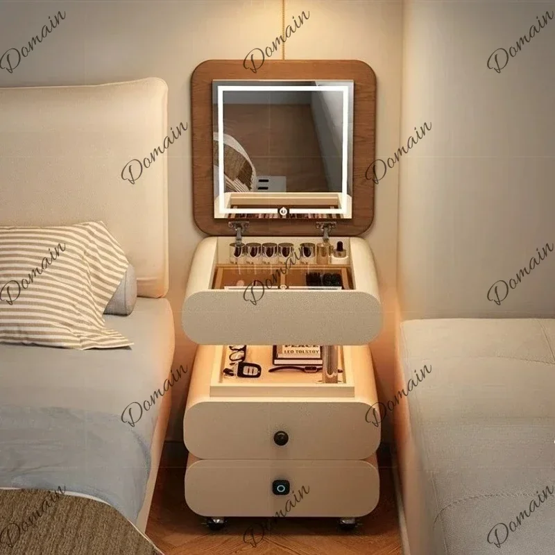BJ Home Cream Wind Movable Lifting Dresser With Lock Dressing Table Vanity Toiletries Makeup Desk Bedroom Furniture Dressers Des