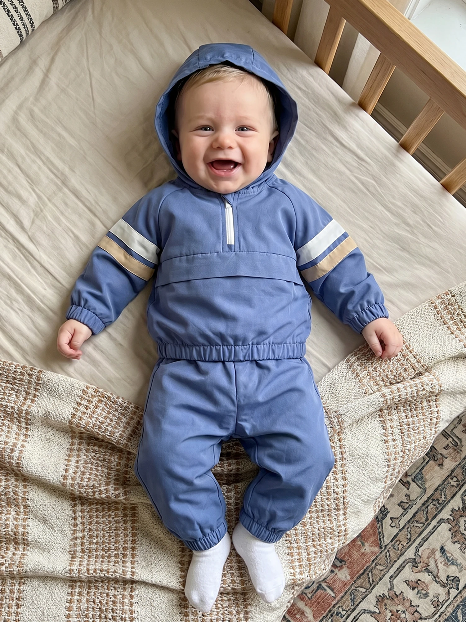 Fall-Outfit-Contrast Half Zip Hoodie Boy Fall Outfit Fall Outfit Baby Zip Hoodie Long Sleeve Premium