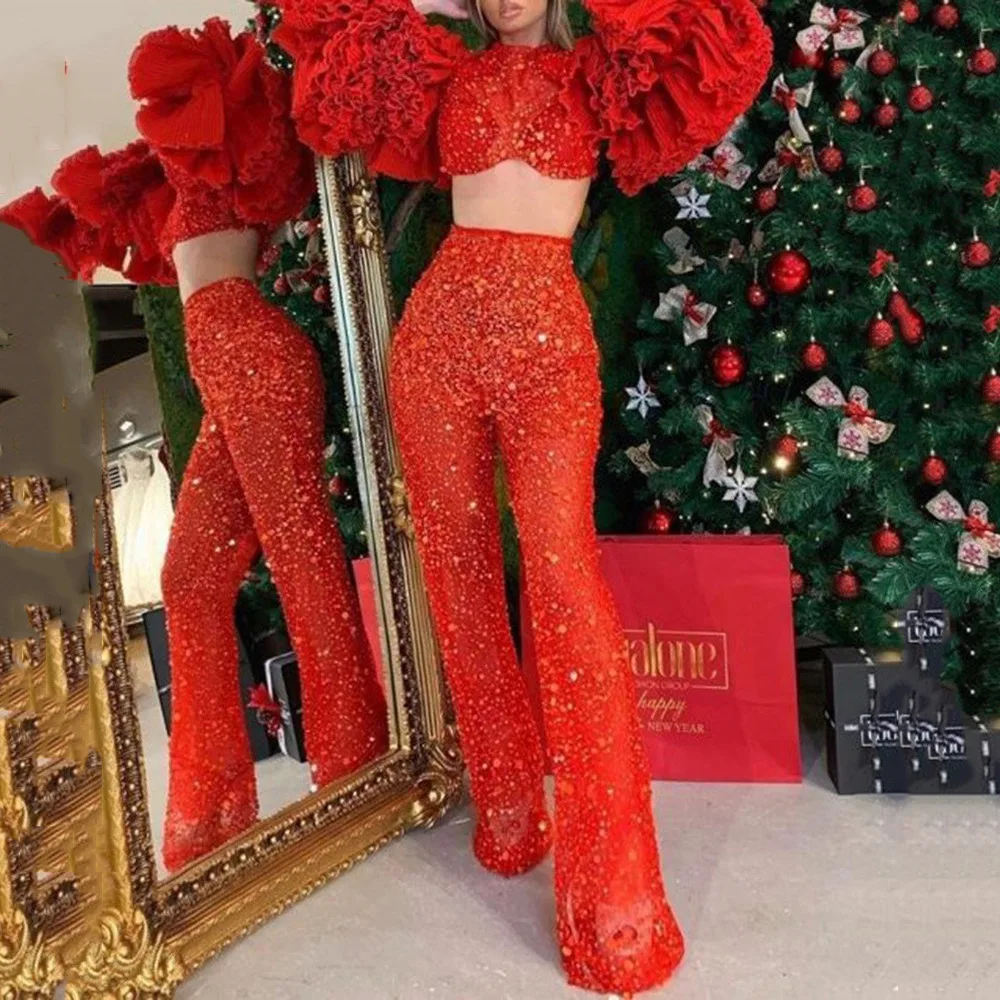 

Faionable 2024, женский укороченный топ с высокой талией, комплект брюк с высокой талией, цветная одежда, длинные брюки, летняя коллекция