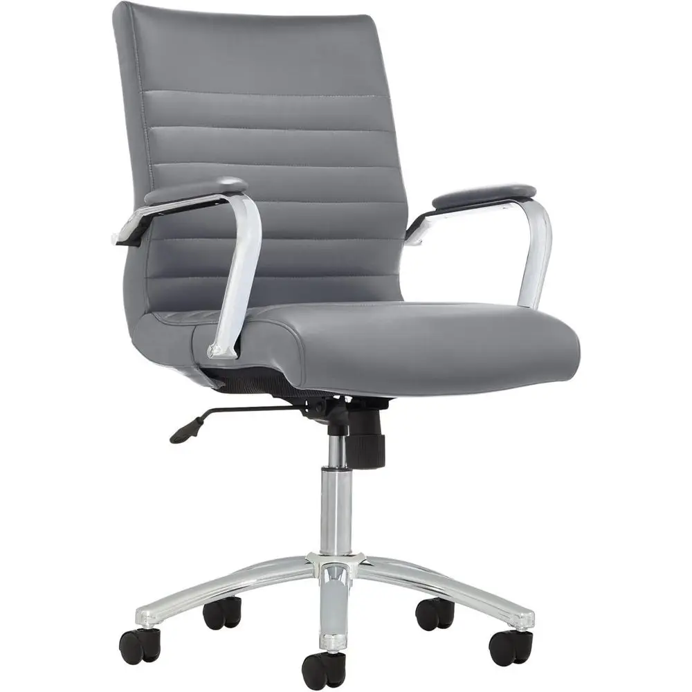 

Кожаное кресло Modern Comfort Series Winsley Bonded со средней спинкой, серое