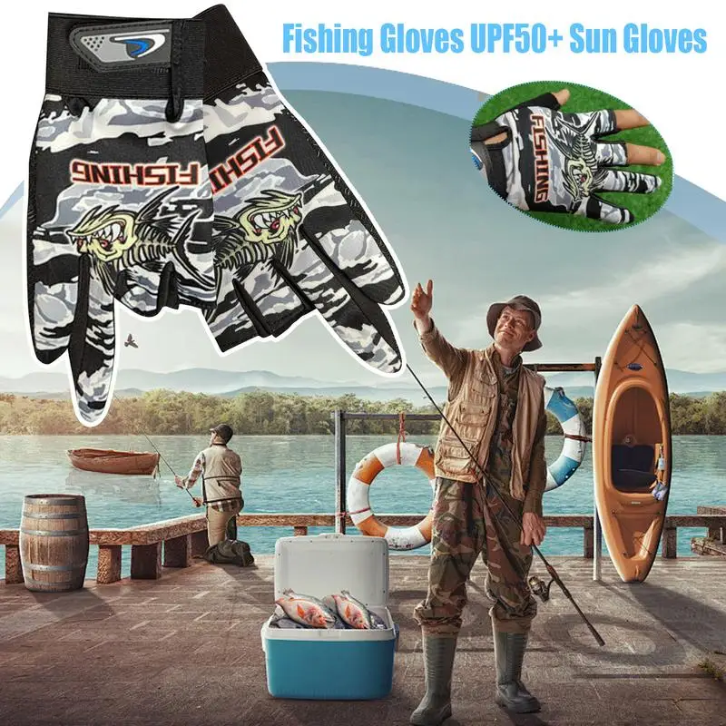 Three Finger Fishing Gloves Sunscreen UPF50 Unisex Elastic Band Unisex Elastic Band Professional Finger Protector 3 Cut Fingers