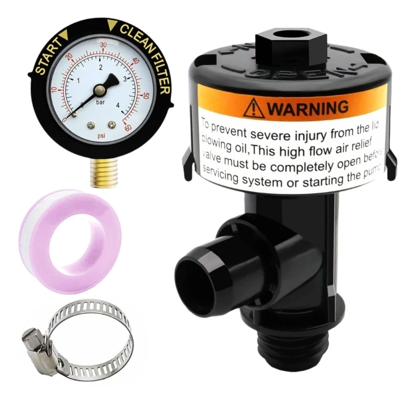 Manual Air Relief Valves Replacement Relief Values Gauge Plug Water Release Valves Pressure Gauge Replacement for 9820980