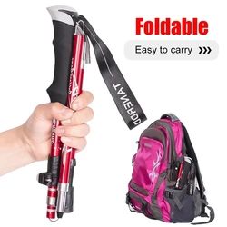 Ultralight Folding Multifunction Trekking Pole Portable Anti Shock Alpenstock Snow Walking Stick Outdoor Climbing Hiking Stick