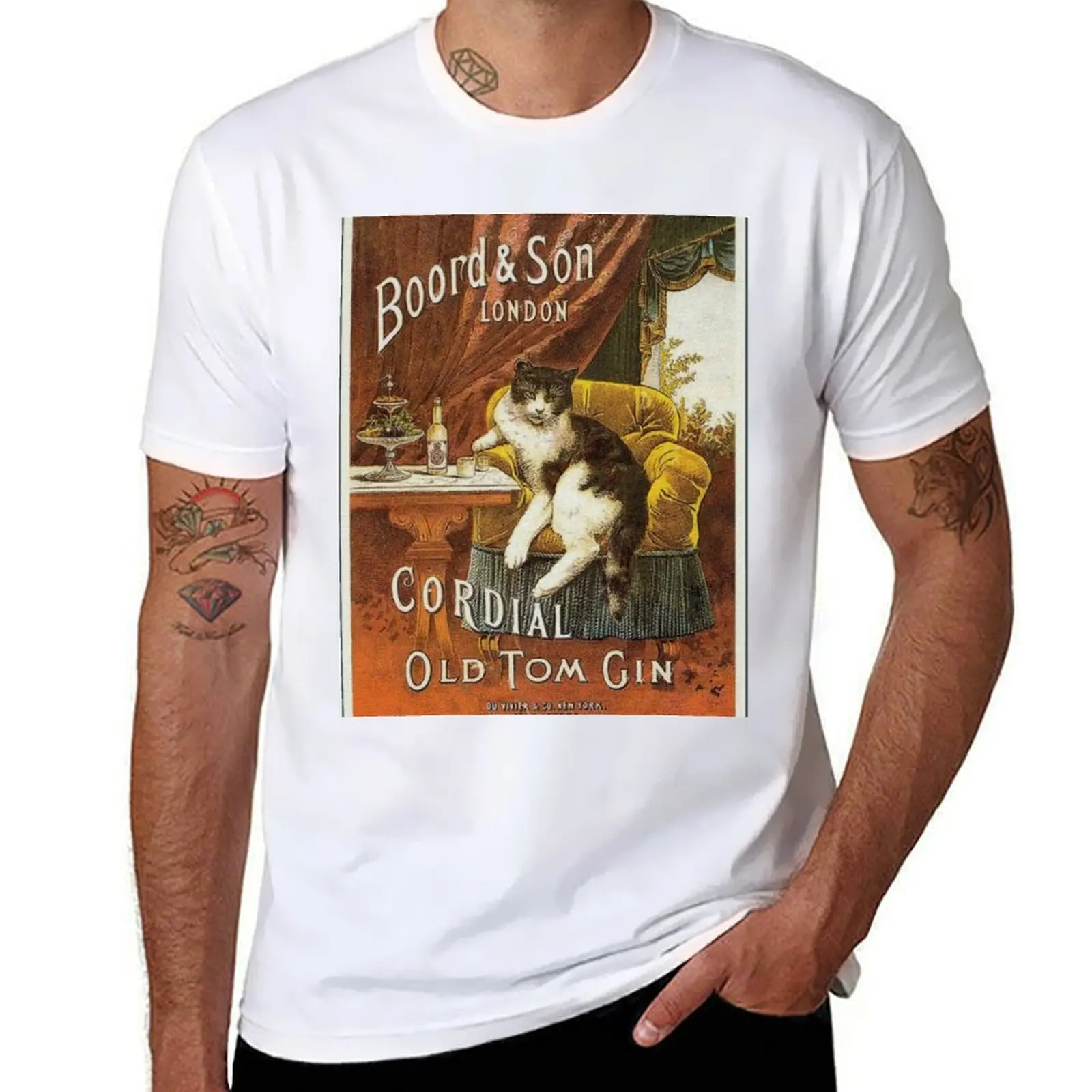 

Old Tom Gin Vintage Poster T-Shirt t shirt man cotton t shirt man plain T-Shirt
