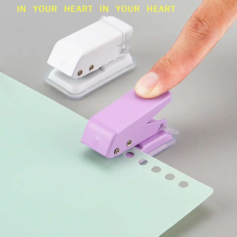Mini Hole Punch 1 Hole Cute Paper Punch Portable Round Hole Puncher Paper Cutter Kawaii Office School Supplies Stationery Items