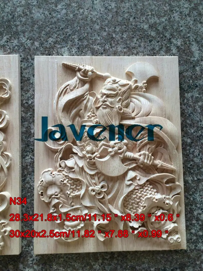 2pcs A Pair 28.3x21.8cm Wood Carved Long Square Applique Door-god  Decal Working carpenter