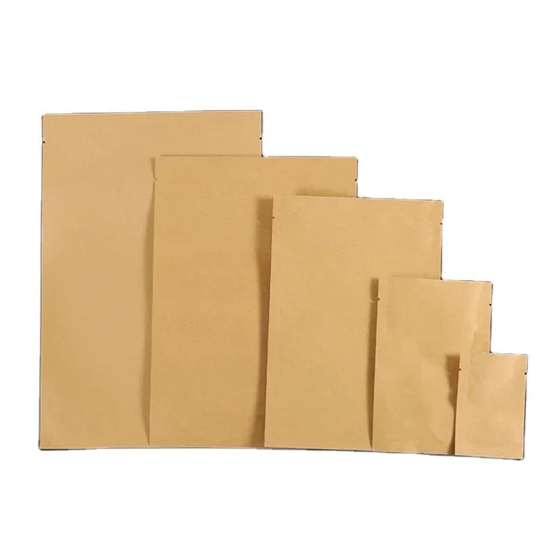 Kraft Paper Flat Bottom Self Sealing Bag Coffee Food Sub Packaging Zip Loch Pouch Plastic Aluminum Foil Seal Up Packing Bags
