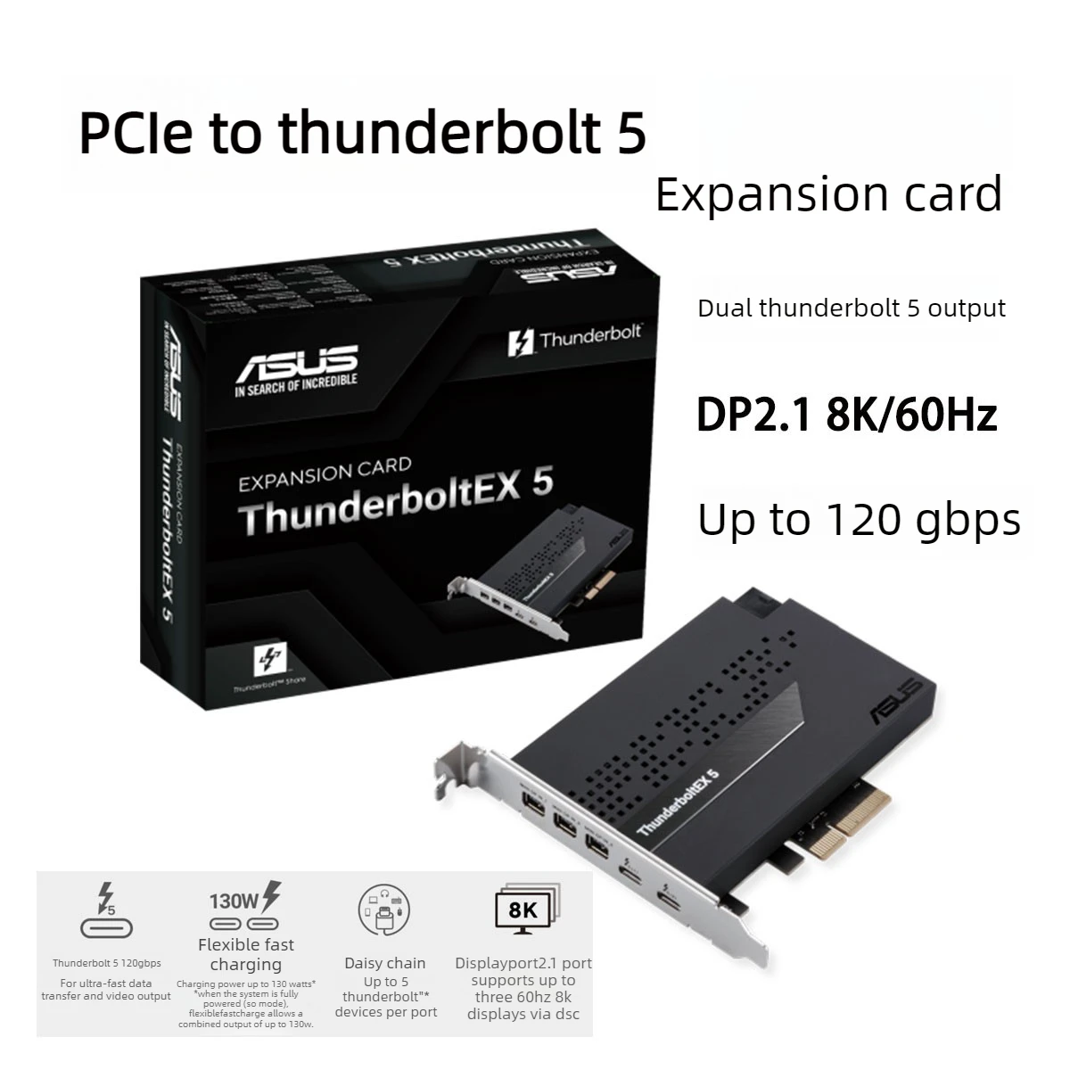 PCIe 4.0 X4 To Dual Thunderbolt 5 Adapter Board 120Gbps Expansion Card Supports DP2.1 8K