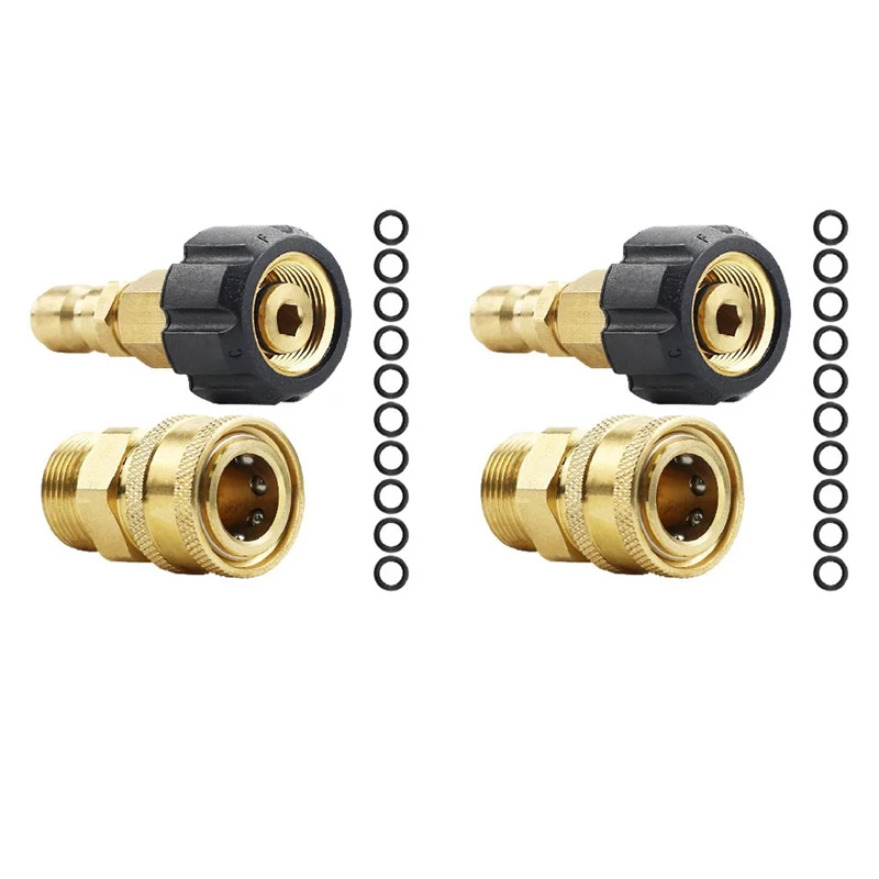 

2X Pressure Washer Adapter Set, M22 14Mm Swivel To M22 Metric Fitting,M22-14 Swivel + 3/8 Inch Plug,5000 PSI