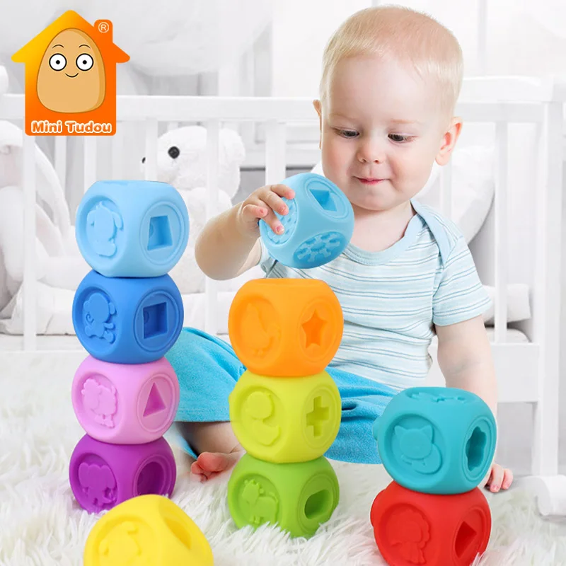 Baby Soft Building Blocks Silicone Sensory Touch Stacking Nesting Construction Set Early Educational Toy For Infant 13 24 Months