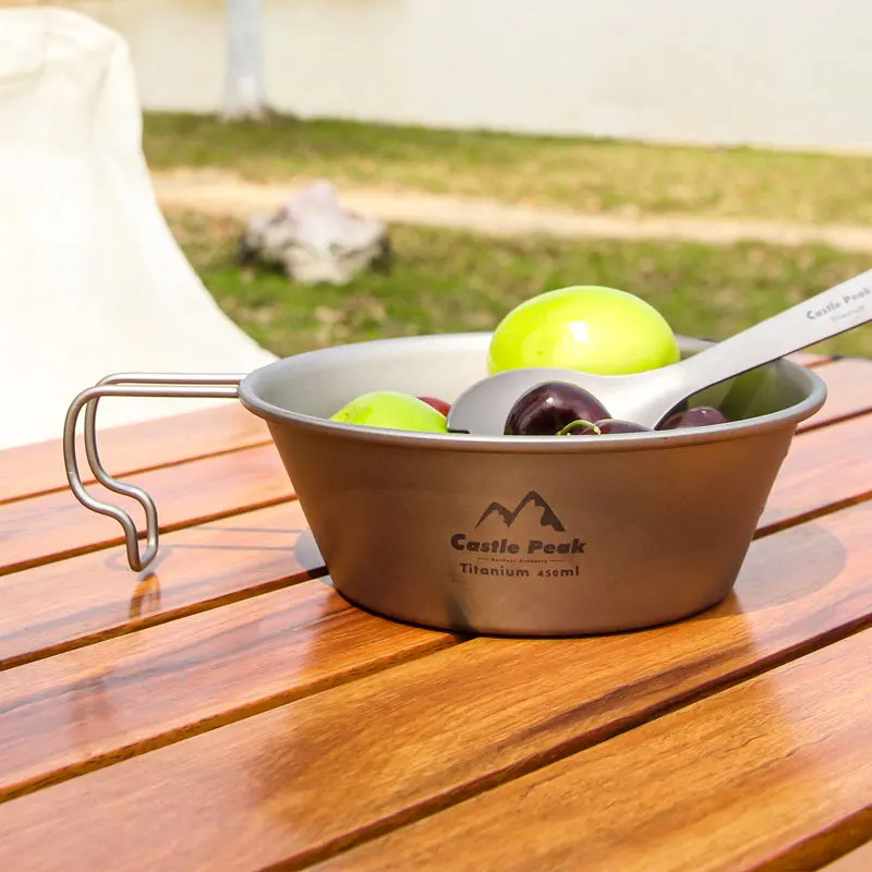 Outdoor Titanium Sheila Bowl Camping and Picnic Tableware Bowl Taper Cup Summer Outdoor Tableware Cooking Equipment Accsesories