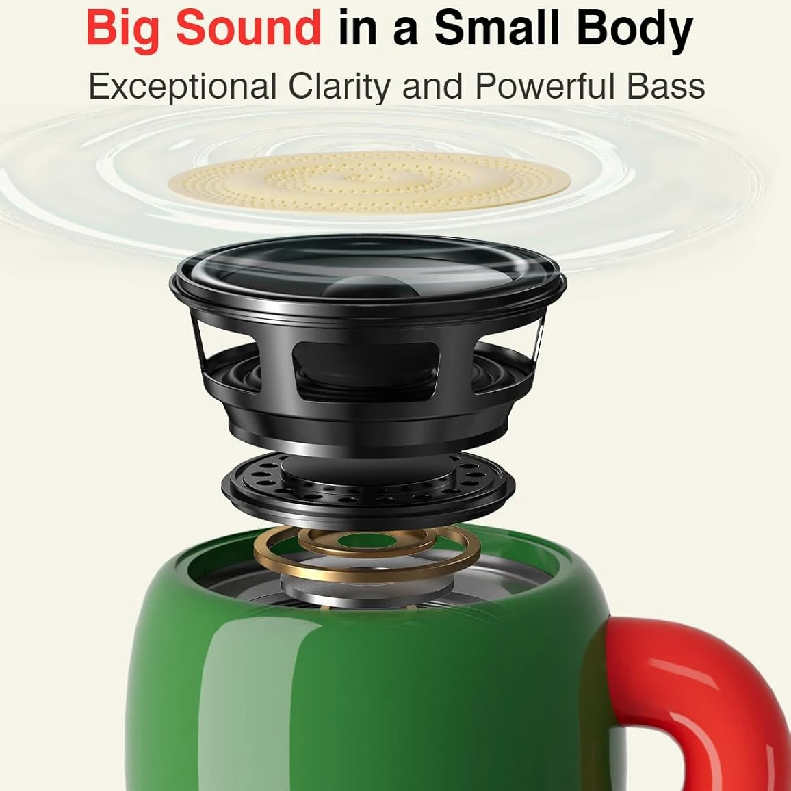 مكبر صوت EWA صغير لاسلكي يعمل بالبلوتوث 5.4 صوت جهير، مكبر صوت يومي مقاوم للماء، مكبر صوت معدني محمول مشغل MP3 700 مللي أمبير في الساعة صوت HiFi