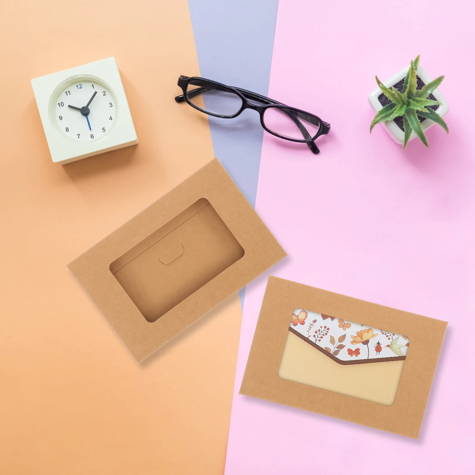 

10 Pcs Postcard Box Storage Container Packing Boxes Christmas Open Window Packaging Envelop Paper Kraft