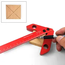 Center Finder, Line Gauge, Woodworking Aluminum Alloy Center Scribe Measuring Tool, 45/90 Degree Right Angle Carpenter Ruler