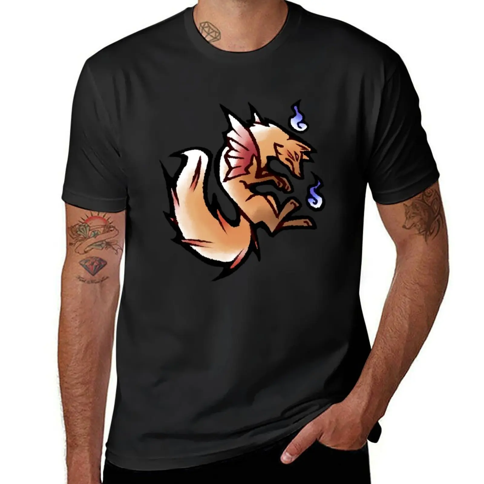 

Kitsune T-Shirt sweat anime summer clothes anime clothes t shirt for men