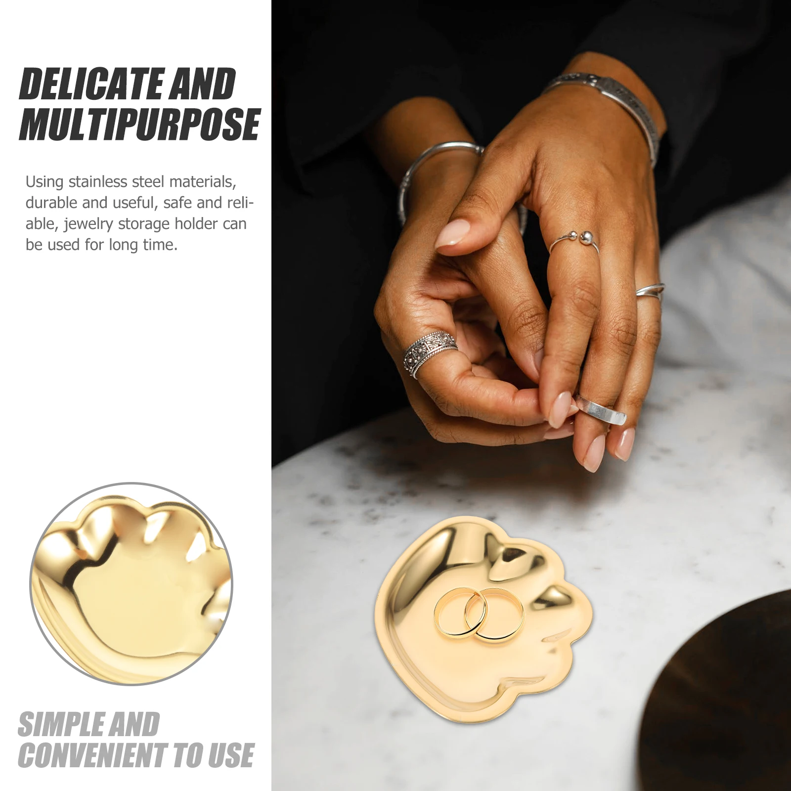 

Stainless Steel Jewelry Tray Shell Shaped Organizer For Ring Key Lipstick Storage Trinket Dish Home Decor Holder