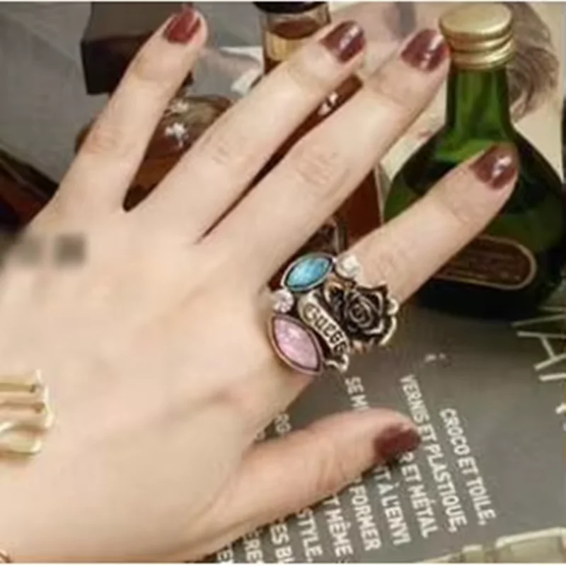 Fashion New Arrival Hot Sale Simulated Pearl Rose Crystal Flower Ring  Jewelry Wholesale For women,