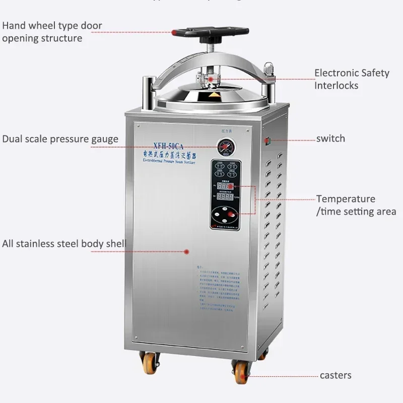 

Upgrade Electric Vertical Autoclave Food Back Pressure High Temperature Sterilizer Laboratory Sterilization Pressure Steam Steri