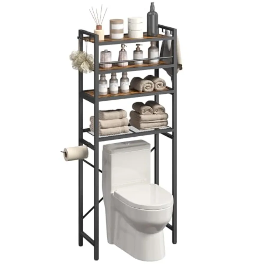 

Over The Toilet Storage Rack, 4-Tier Freestanding Bathroom Organizer Above Toilet, Toilet Shelf with Detachable Upper Shelves,