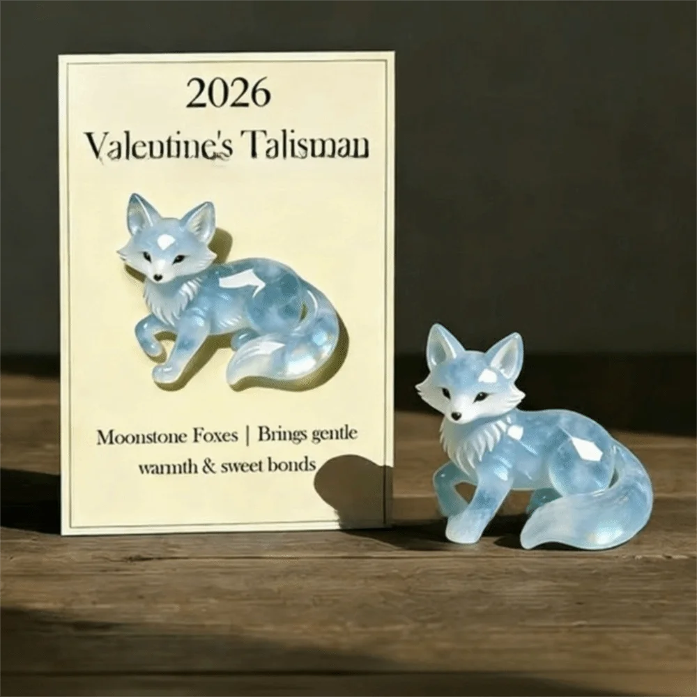 Hot With Card Lucky Crystal Fox Hand-Carved Mini Size Crystal Fox Figurine Valentine's Day Ornament Valentine's Day Gift