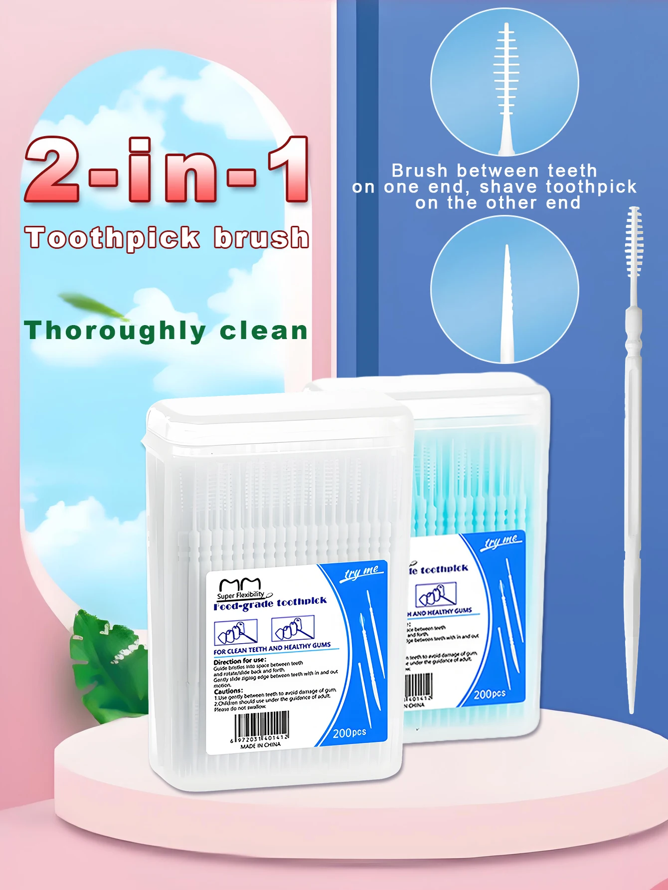 Interdentalbürste, tragbares Reiseset, 200/400 Stück, Einweg-Mini-Zahnpicks, Metalldraht-Kernreiniger für Zahnspangen und Zahnlücken