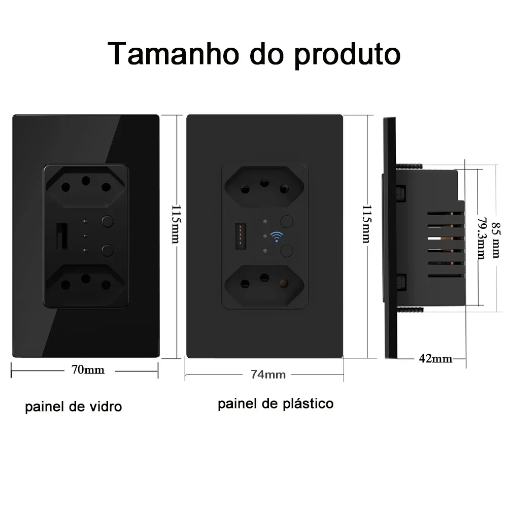 Shawader Smart Zigbee ripetitore di segnale presa a muro USB elettrico brasile presa PC pannello di vetro remoto Tuya Alexa Google Home