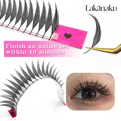 LAKANAKU Spire Fans Premade Anime Lashes Spikes Eyelash Extensions for Comic Eyelashes