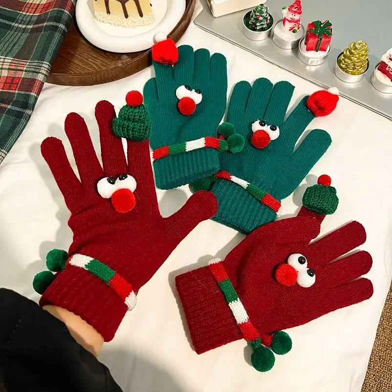 Christmas Gloves for Couples Instagram Trendy Cute and Funny Couple New Year Red Gloves Funny Touch Screen Five Finger Gloves