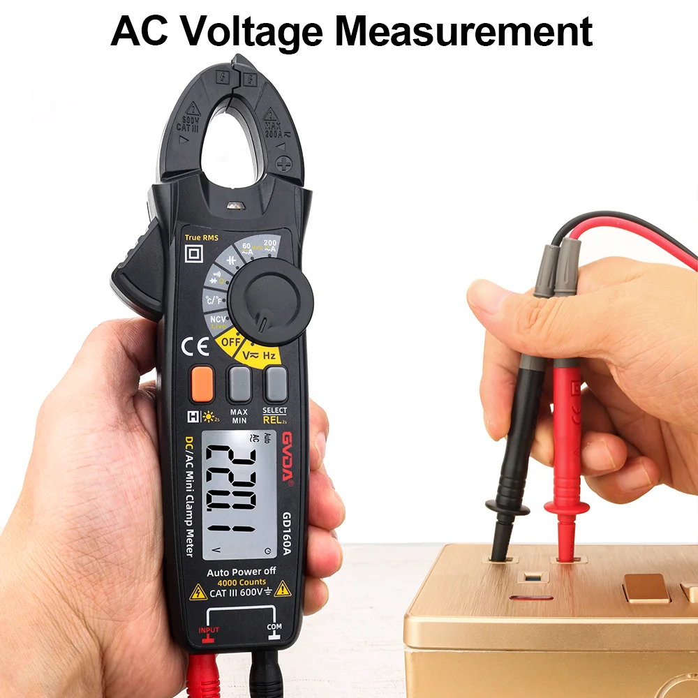 GVDA Digital Mini Clamp Meter 4000 conteggi multimetro AC/DC Tester di tensione Car Amp Hz capacità NCV Ohm Test voltmetro