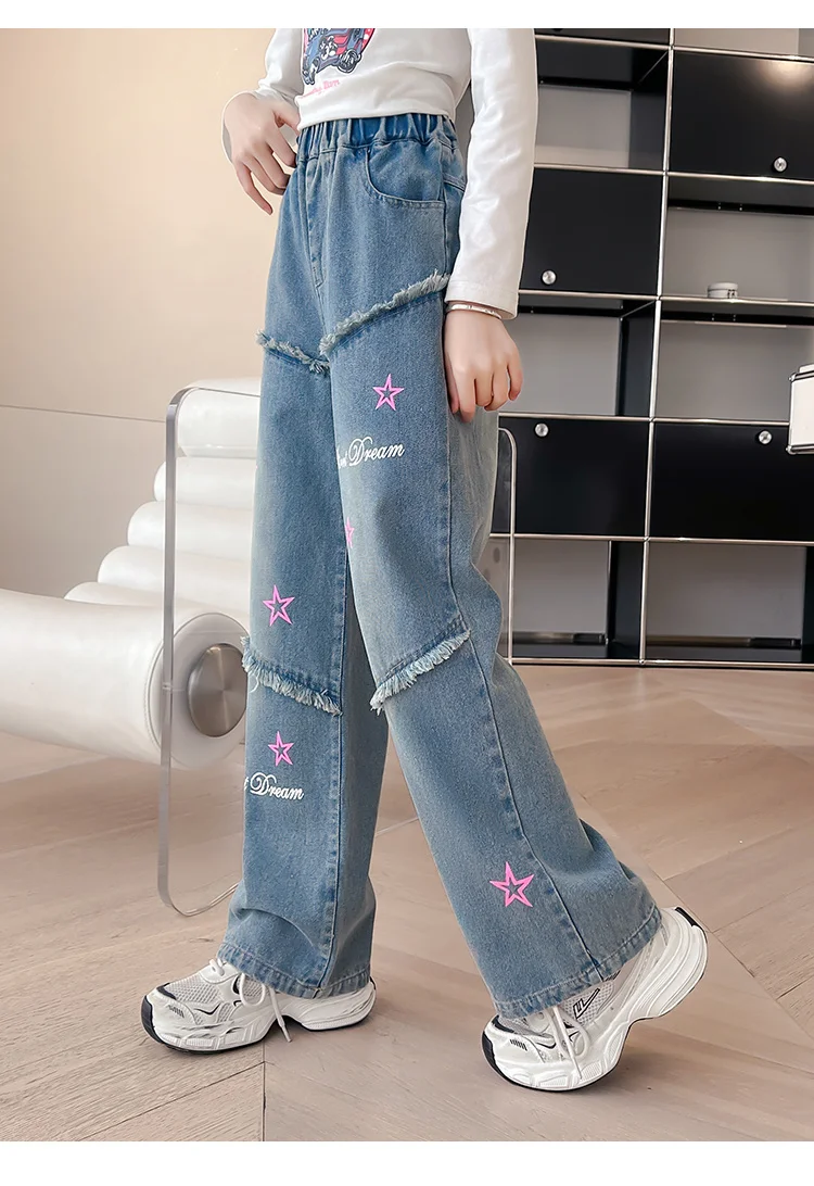 Süße Jeans für Mädchen, hochwertige gerade Slim-Jeans, Kinder Frühling Herbst Kinder-Denim-Hosen, lässiger Stil, Freizeithosen, Kleidung – Detail 6