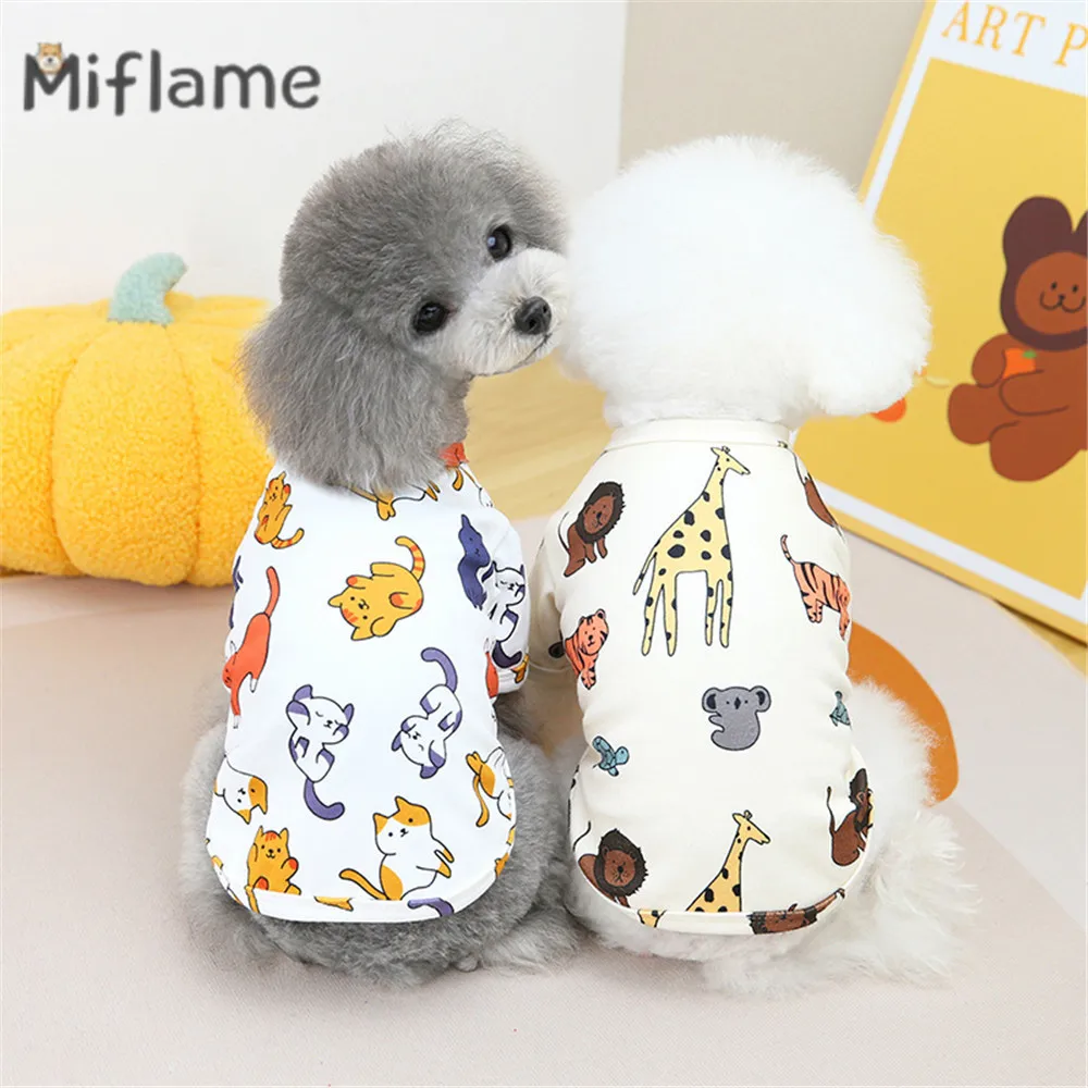 

Miflame Cute Cartoon Small Dogs Clothes Lion Print T-shirt For Pet Costume Casual Puppy Pullover Wear Chihuahua Teddy Schnauzer