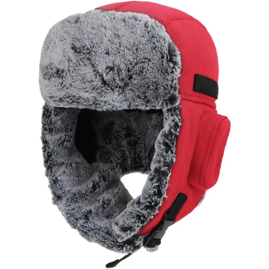 

Men Winter Bomber Wool Ear Flap Russian Hat Women Warm Fleece Waterproof Trapper Ushanka Cap Outdoor Ski Hunting Teen
