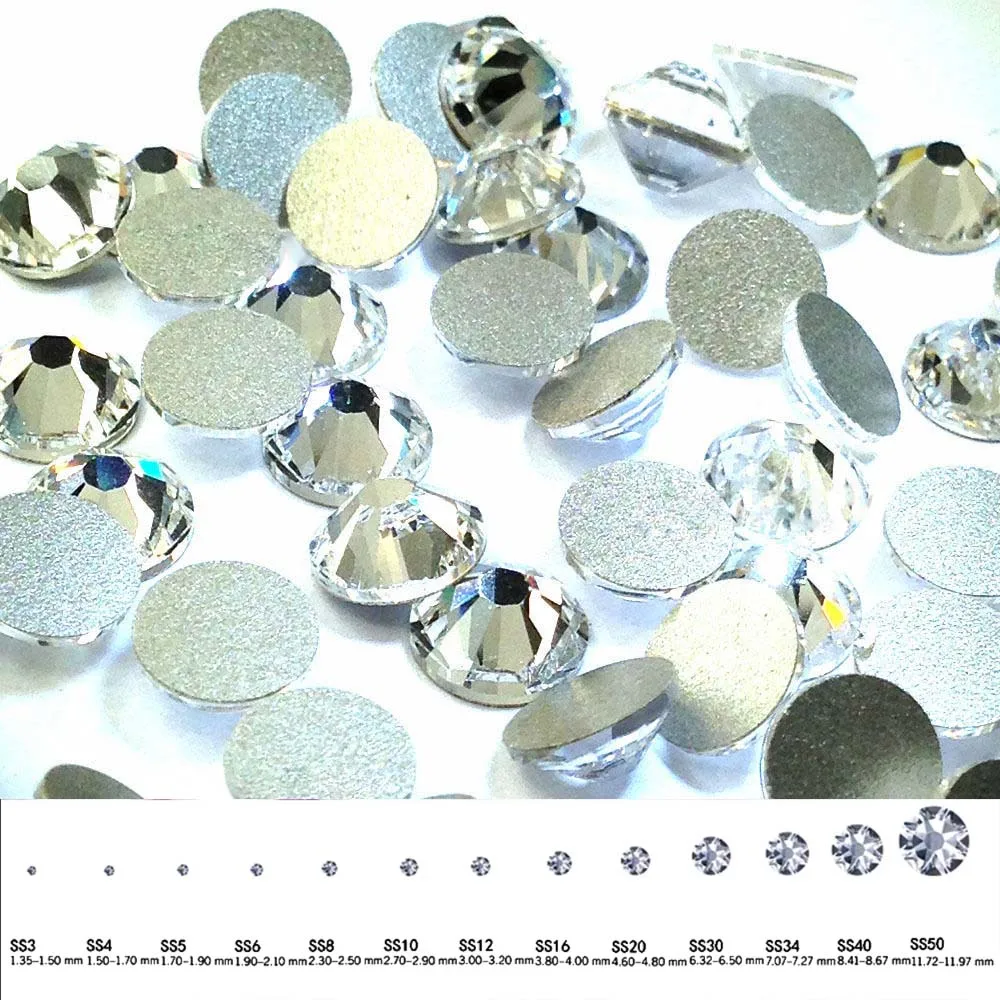 Кристалл без исправления Diy Strass Nail 5A Прозрачные камни и стекло Пикси Драгоценные камни Клейкие стразы с плоской задней поверхностью для поделок дизайна ногтей