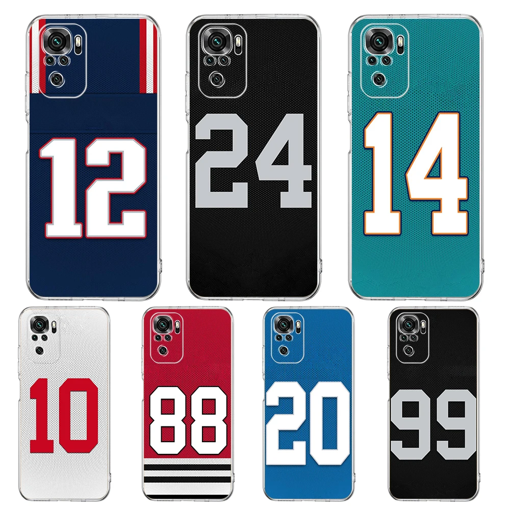 Football Player National Team Jersey Phone Case for Redmi Note 10 11 12 7 8 8T 9 K40 Gaming 9A 9C Pro Plus Transparent Shell Bag