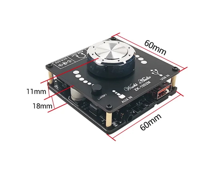 1PCS ZK-1002M MINI 2.0 Stereo Bluetooth Digital Amplifier Board Module with Multiple Inputs 100W*2