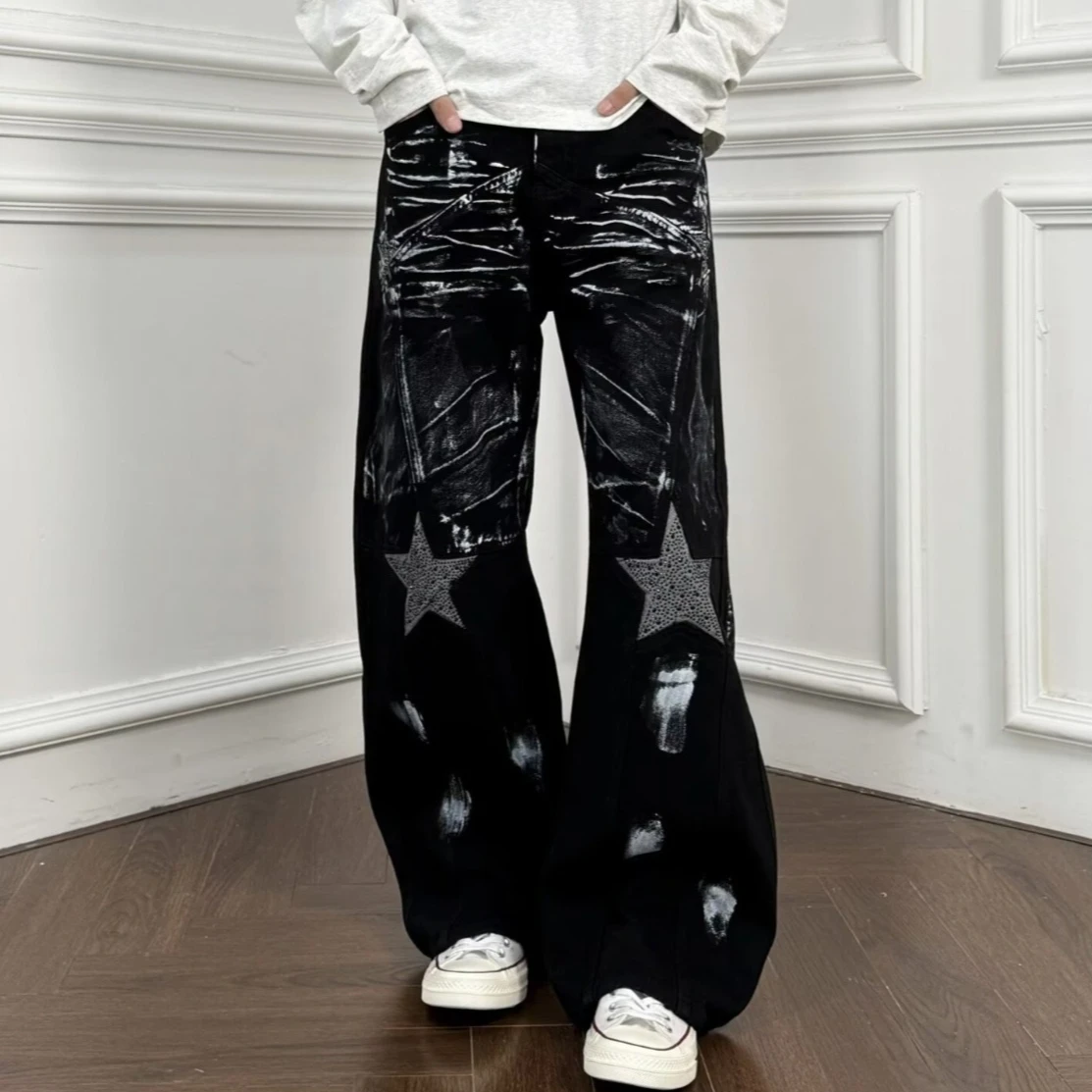 

Fashion Artistic Men's Jeans Versatile Straight Leg Pants High Waist Zipper Casual Jeans Spring Autumn Wear Trousers Clothing