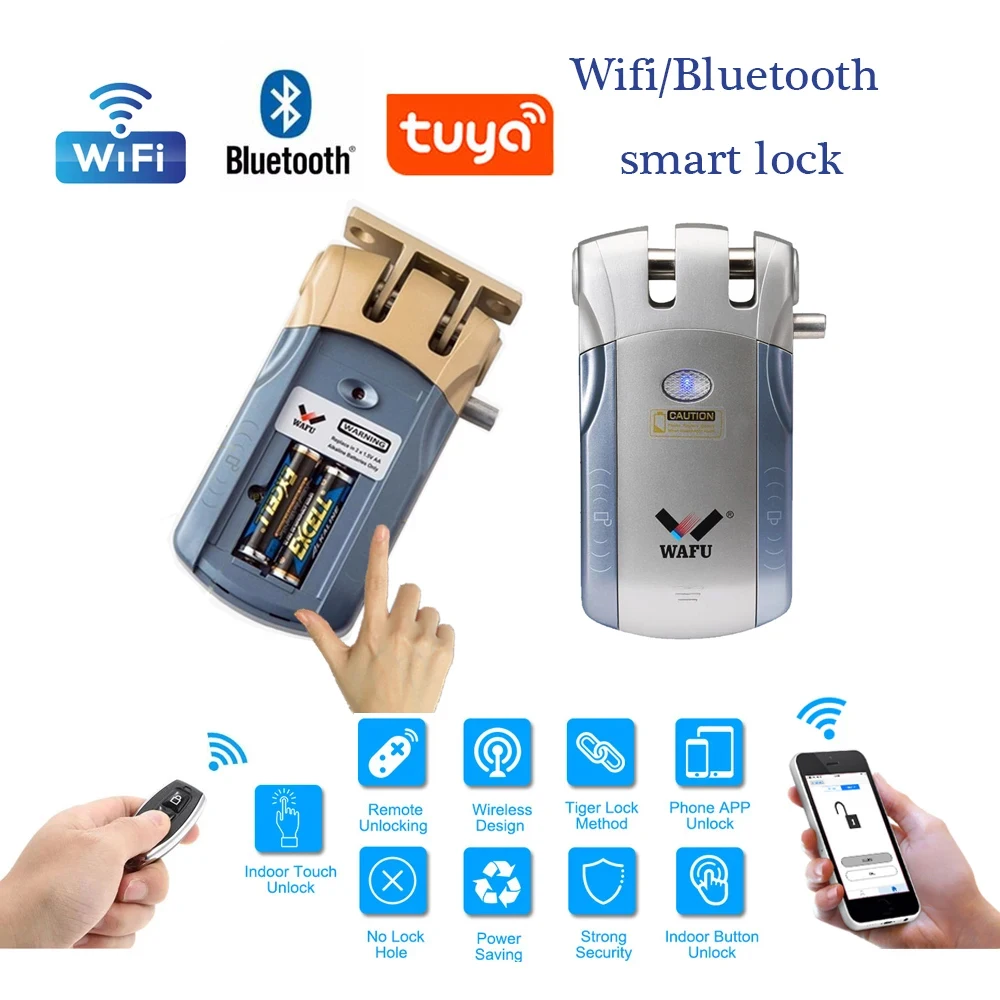 Wafu 010 Door Lock Tuya Wifi Smart Lock Wireless Electronic Door Lock Phone Control Invisible Lock Remote Control Touch Locks