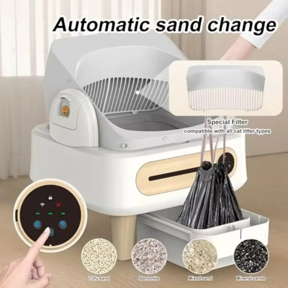 

Automatic Cat Litter Box APP Control Weight Monitoring Ultra-Quiet Self Cleaning Litter Box Safe Anti-Pinch Smart Cat Toilet
