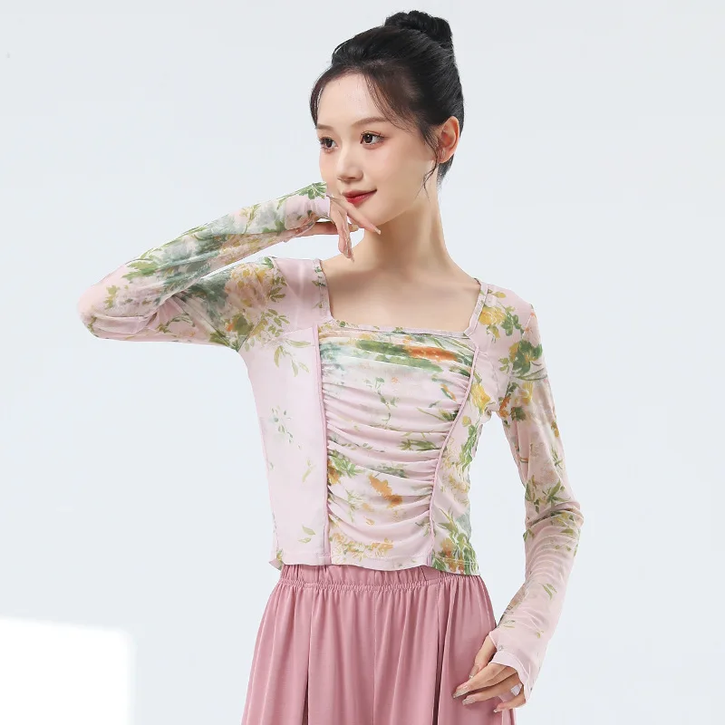 Одежда для танцев, женская осенняя новая сетчатая дизайнерская практика, самосовершенствование, защита от солнца, классические танцы, йога, практика